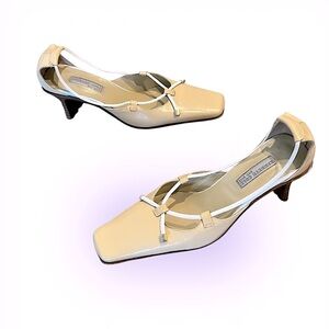 Kenneth Cole New York Cream Patent Leather Slingback Heels